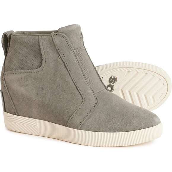 NEW Sorel  Out N About Wedge Boots - Waterproof, Suede in gray For Women 825 5s3 - Picture 2 of 6